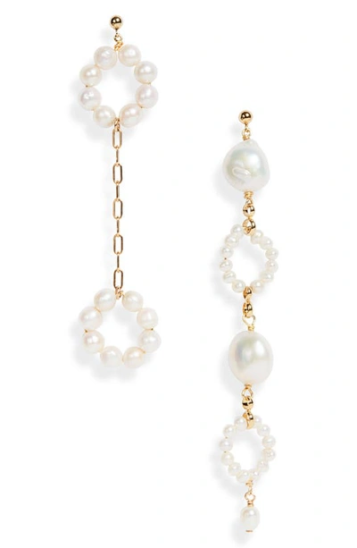 Shop Eliou Sandrine Mismatched Pearl Earrings In Gold