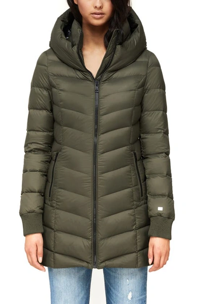 Shop Soia & Kyo Alanis Hooded Water Repellent Lightweight Down Coat In Moss