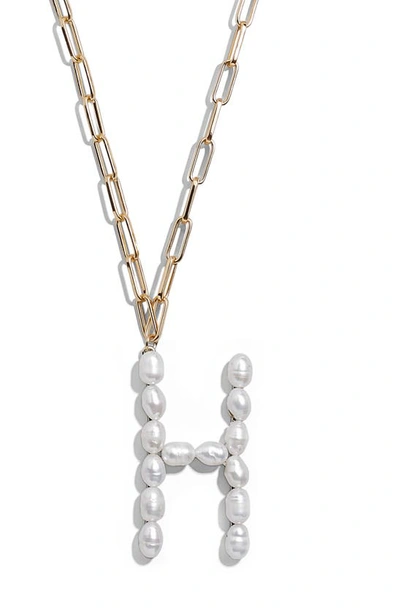 Shop Baublebar Blair Hera Genuine Pearl Initial Pendant Necklace In Pearl H