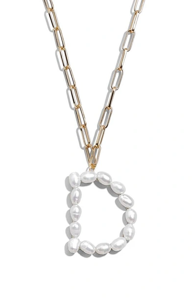Shop Baublebar Blair Hera Genuine Pearl Initial Pendant Necklace In Pearl D