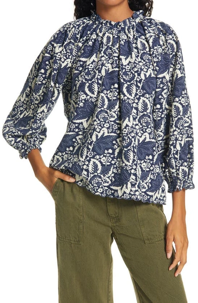 Shop The Great The Chime Top In Navy Falling Leaves