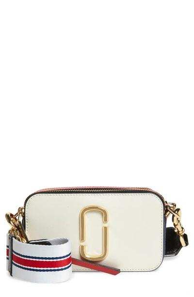 Shop The Marc Jacobs The Snapshot Leather Crossbody Bag In Coconut Multi
