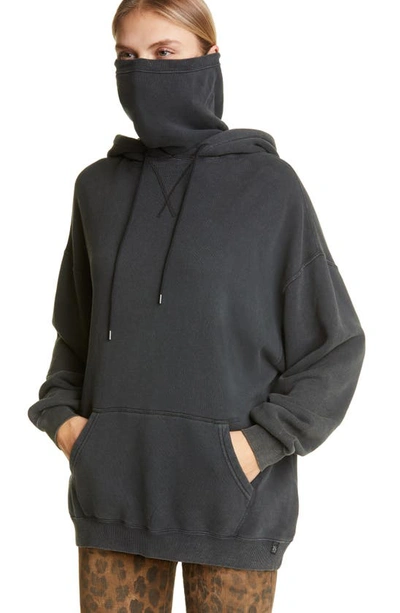 Shop R13 Maskup Face Mask French Terry Hoodie In Acid Black