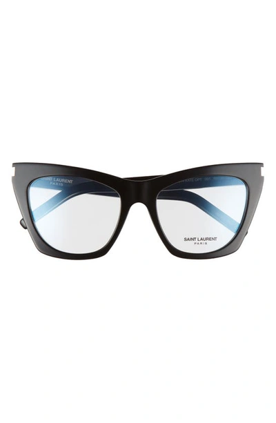 Shop Saint Laurent 55mm Optical Glasses In Black