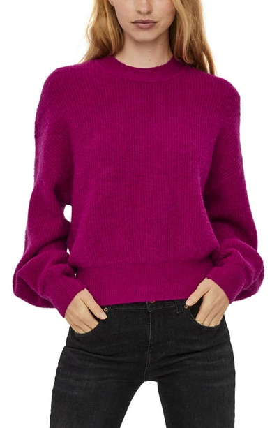 Vero Moda Stella Puff Sleeve Sweater In Festival Fuchsia | ModeSens