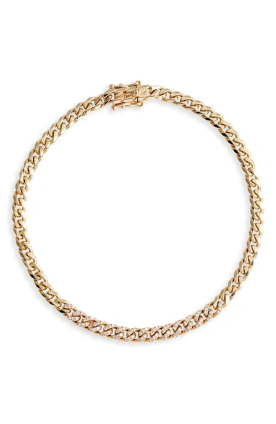 Shop Ef Collection Diamond Mini Curb Chain Bracelet In Yellow Gold