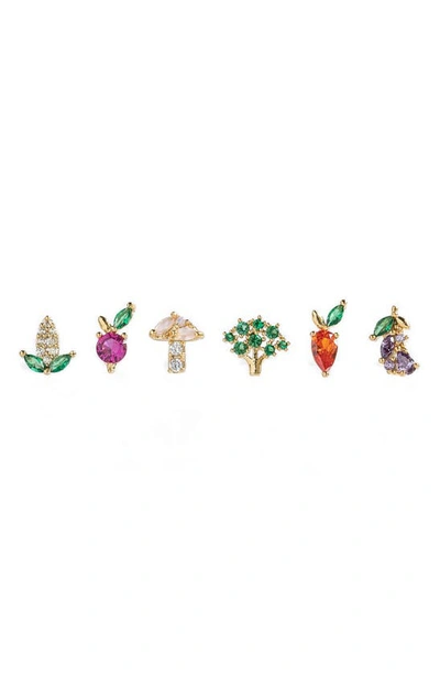 Shop Girls Crew Farmers Market Assorted 6-pack Single Stud Earrings In Gold