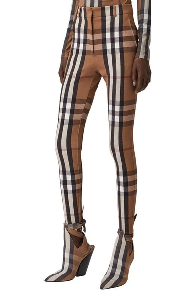 Womens Burberry brown Stretch-Jersey Check Leggings