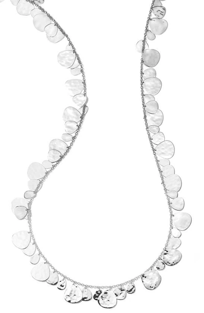 Shop Ippolita Crinkle Hammered Long Nomad Necklace In Silver