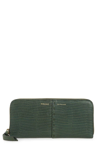 Shop Frame Les Second Embossed Continental Wallet In Forest Lizard