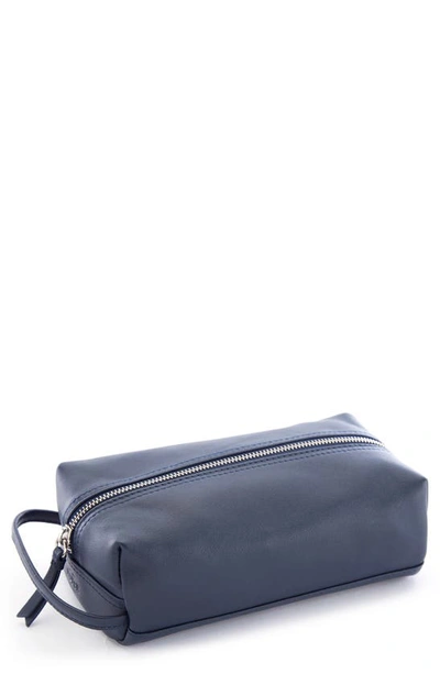 Shop Royce Compact Leather Toiletry Bag In Navy Blue