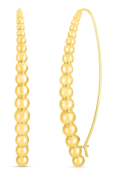 Shop Roberto Coin Beaded Threader Earrings In Yellow Gold