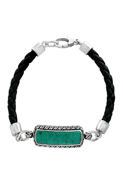 Shop Effy Sterling Silver & Leather Turquoise Bracelet In Blue