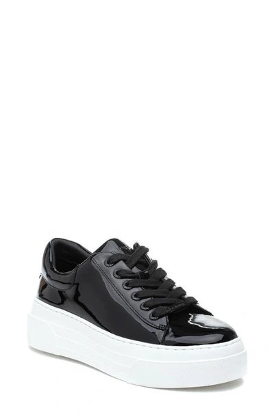 Shop Jslides Amanda Platform Sneaker In Black Patent Leather