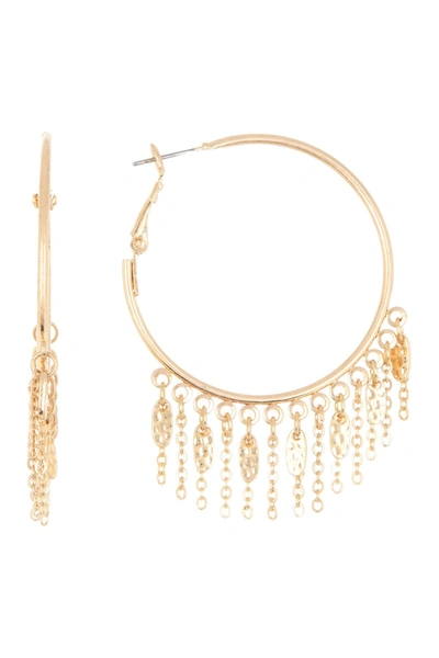 Shop Melrose And Market Shakey Chain Drop Hoop Earrings In Gold