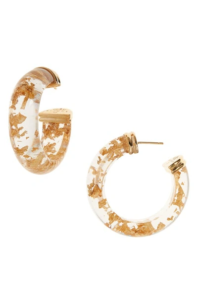 Shop Gas Bijoux Abalone Hoop Earrings In Gold