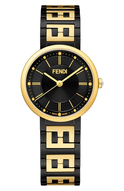 Shop Fendi Forever  Bracelet Watch, 29mm In Gold/ Black