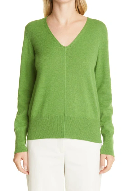 Shop Akris V-neck Cashmere Sweater In Pure Green