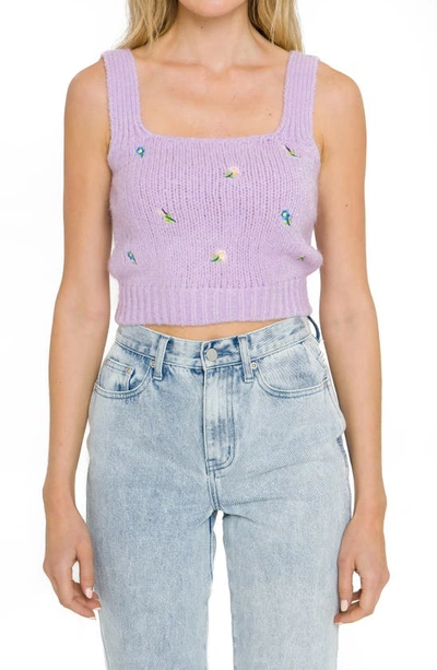 Shop English Factory Embroidered Sweater Tank In Lavender