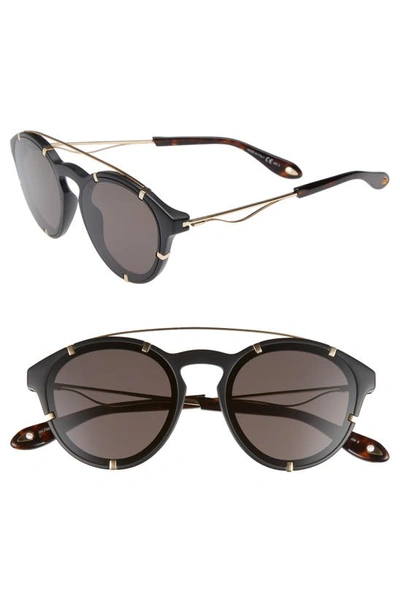 Shop Givenchy 54mm Round Polarized Sunglasses In Black/ Gold