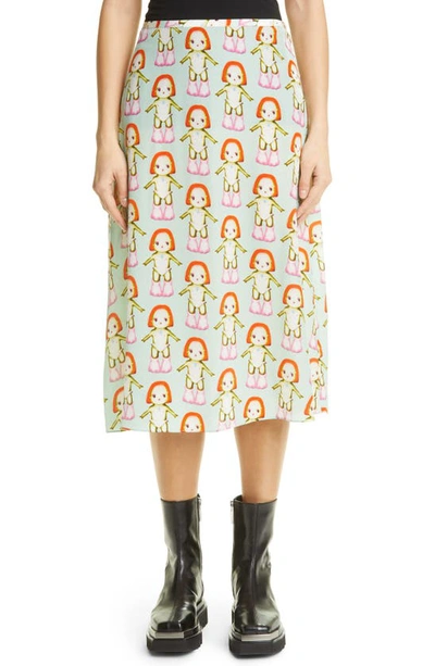 Shop Sandy Liang Chan Chan Margot Print Silk Skirt In Margot Mint