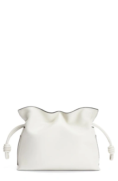Shop Loewe Mini Flamenco Leather Clutch In Soft White