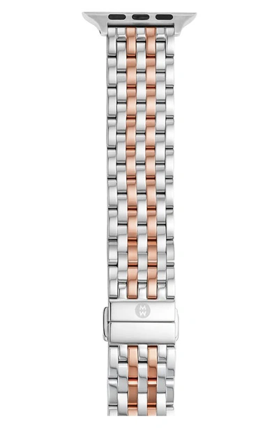 Shop Michele Stainless Steel 20mm Apple Watch® Bracelet Watchband In Silver/pink Gold