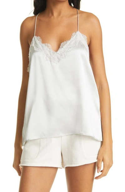 Shop Cami Nyc The Racer Lace Trim Silk Camisole In Frost