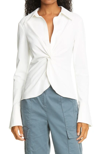 Shop Cinq À Sept Mckenna Knot Waist Shirt In Ivory