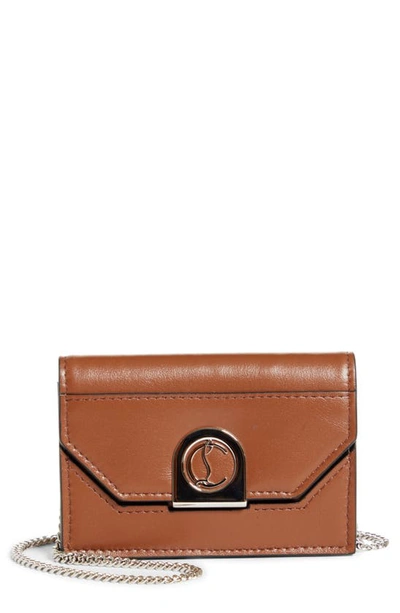 Shop Christian Louboutin Elisa Leather Crossbody Bag In Brown/ Silver