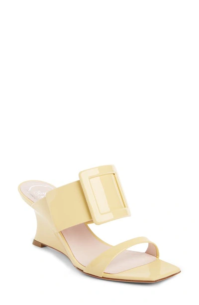 Shop Roger Vivier Viv In The City Wedge Slide Sandal In Beige