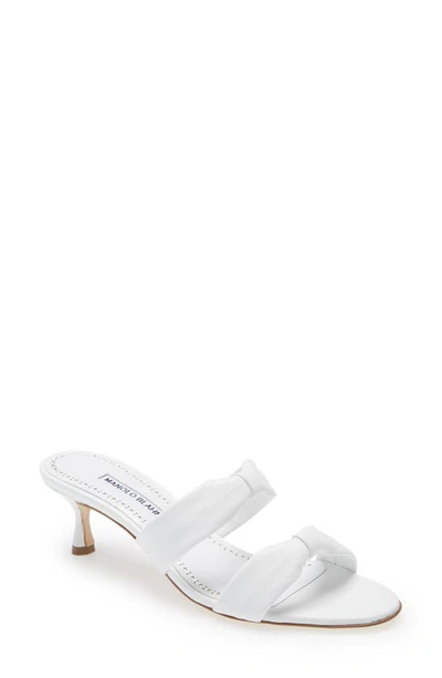Shop Manolo Blahnik Pallera Slip-on Sandal In White