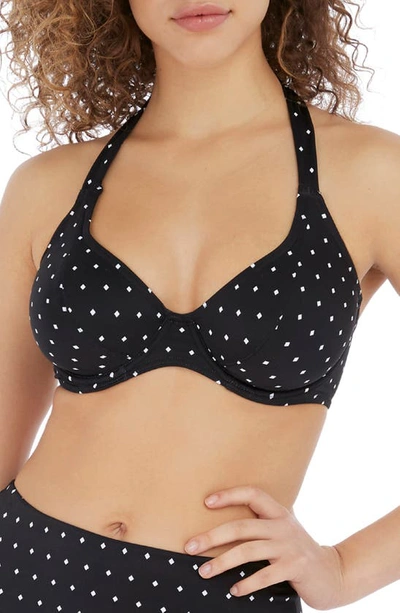 Shop Freya Jewel Cove Underwire Banded Halter Bikini Top In Black