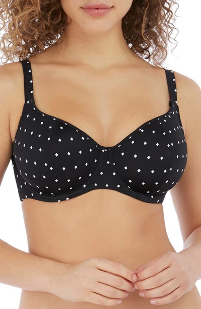Shop Freya Jewel Cove Underwire Sweetheart Padded Bikini Top In Black