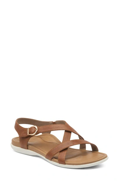 Shop Aetrex Penny Strappy Sandal In Brown Leather