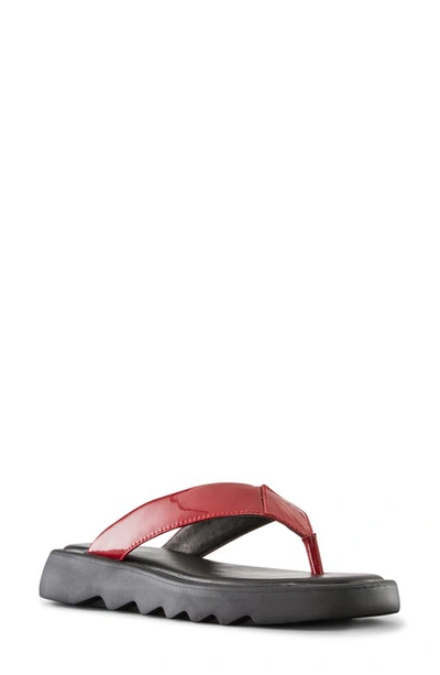 Red patent cheap leather flip flops