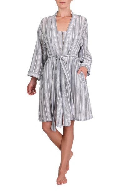 Shop Everyday Ritual Misty Short Robe In Perissa Stripe