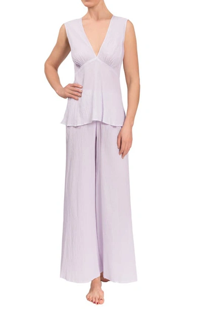 Shop Everyday Ritual Deep V Wide Leg Pajamas In Lavender