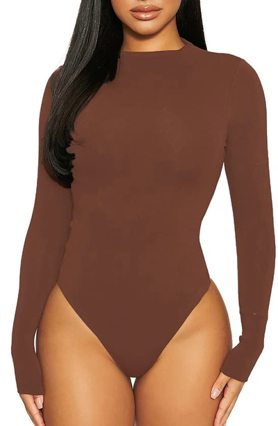 Shop Naked Wardrobe The Nw Thong Bodysuit In Chocolate