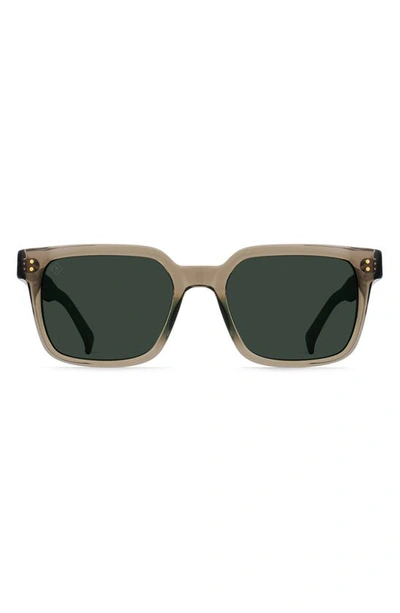 Shop Raen West 55mm Polarized Square Sunglasses In Ghost/ Green Polar