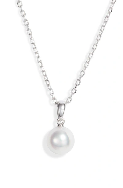 Shop Mikimoto Genuine Pearl Pendant Necklace In White Gold/ Pearl
