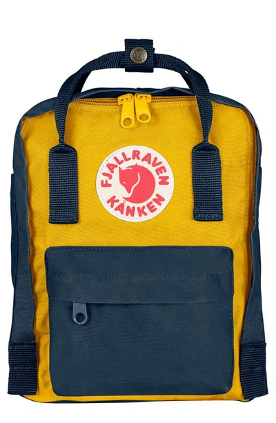Shop Fjall Raven Mini Kanken Water Resistant Backpack In Navy-warm Yellow