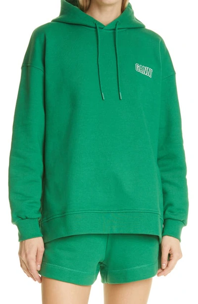 Shop Ganni Software Isoli Organic Cotton Blend Hoodie In Kelly Green