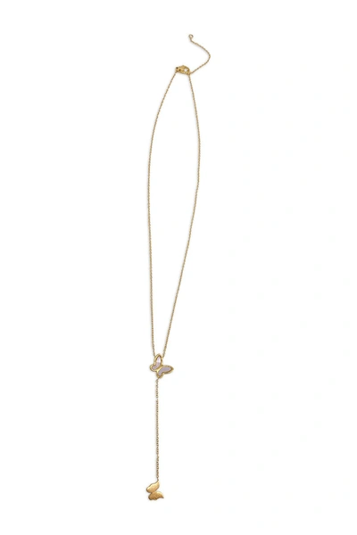 Shop Adornia 14k Yellow Gold Plated Butterfly Lariat Pendant Necklace In White