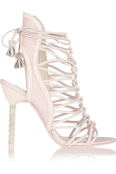 Sophia Webster Lacey Crystal-embellished Leather Sandals In Pink