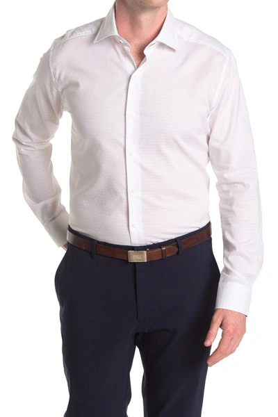 Shop Boconi Zanella Jacquard Print Long Sleeve Tailored Fit Shirt In White