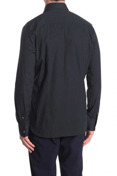 Shop Boconi Milano Tailored Fit Jacquard Button-up Shirt In Black