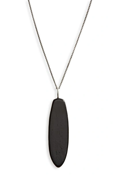 Shop Saint Laurent Surfboard Necklace In Silver/ Black