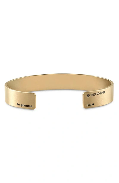 Shop Le Gramme 33g Brushed 18k Gold Cuff Bracelet In Yellow Gold
