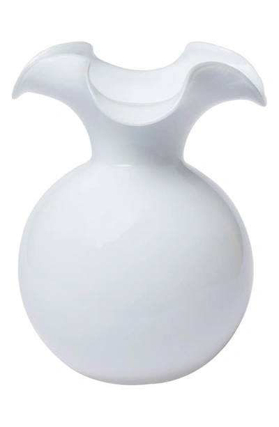 Vietri Hibiscus Glass Large Fluted Vase In White